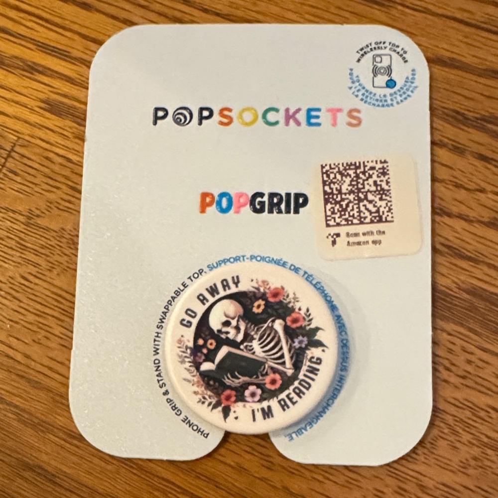 PopSockets Round PopGrip with Skeleton Reading Pattern